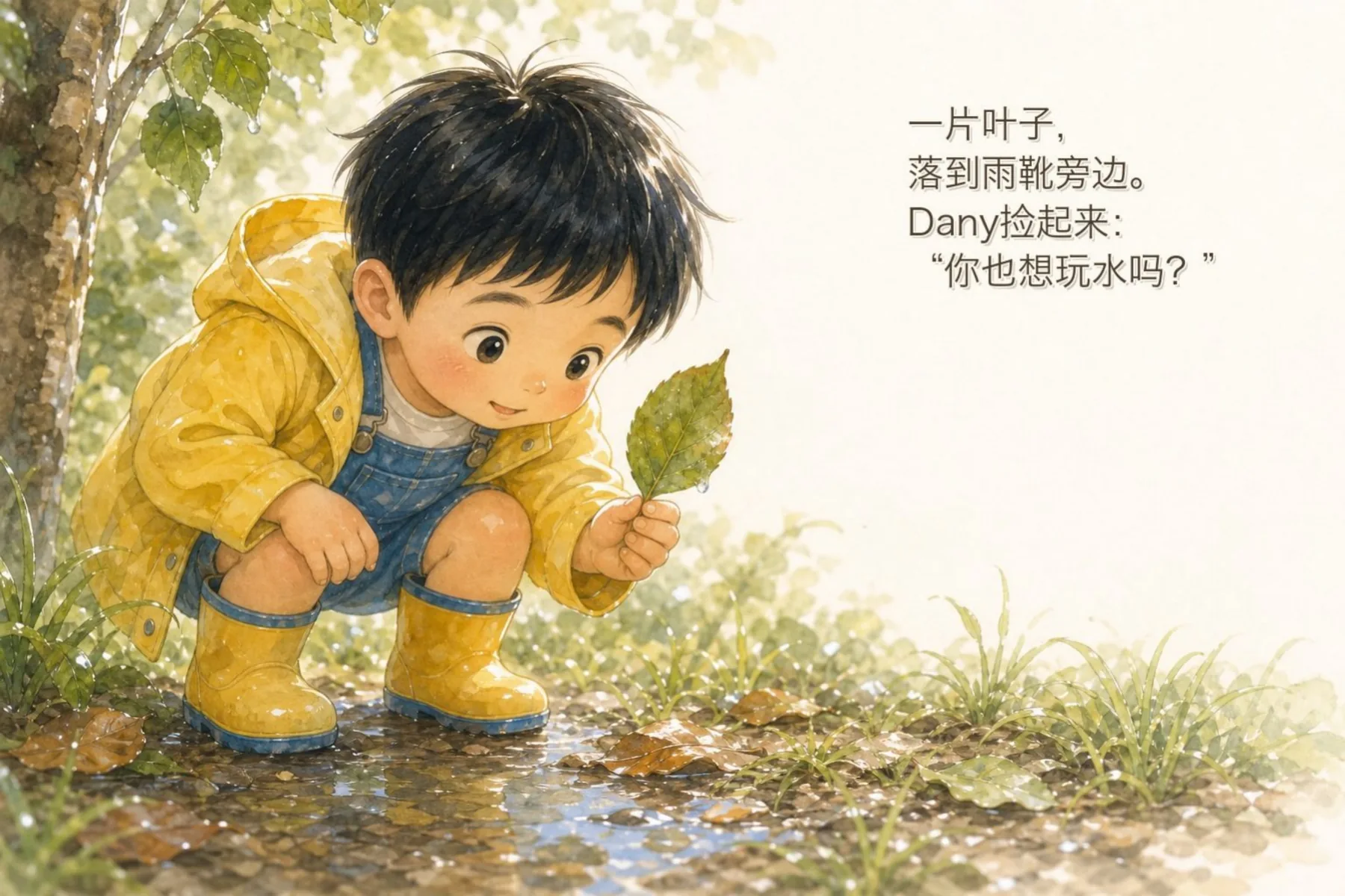 一片叶子落进水里,像一艘小船